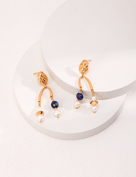 Lapis Lazuli & Freshwater Pearls Earrings