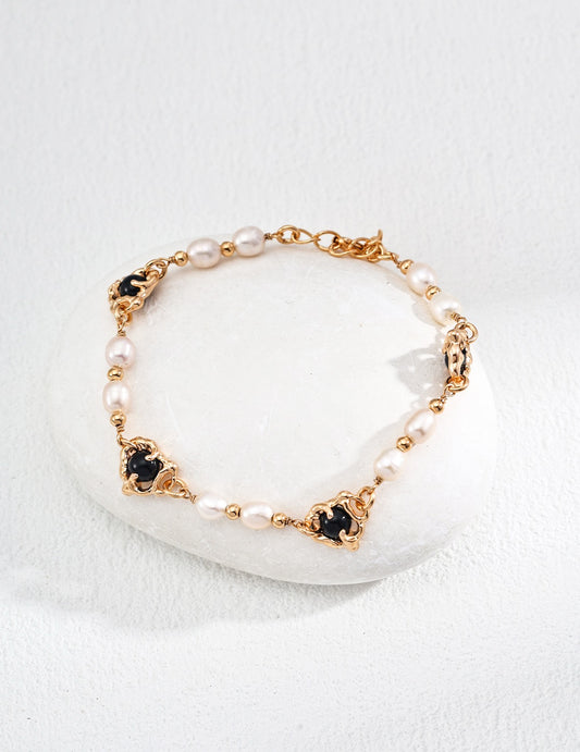 Natural Pearls & Black Onyx Bracelet